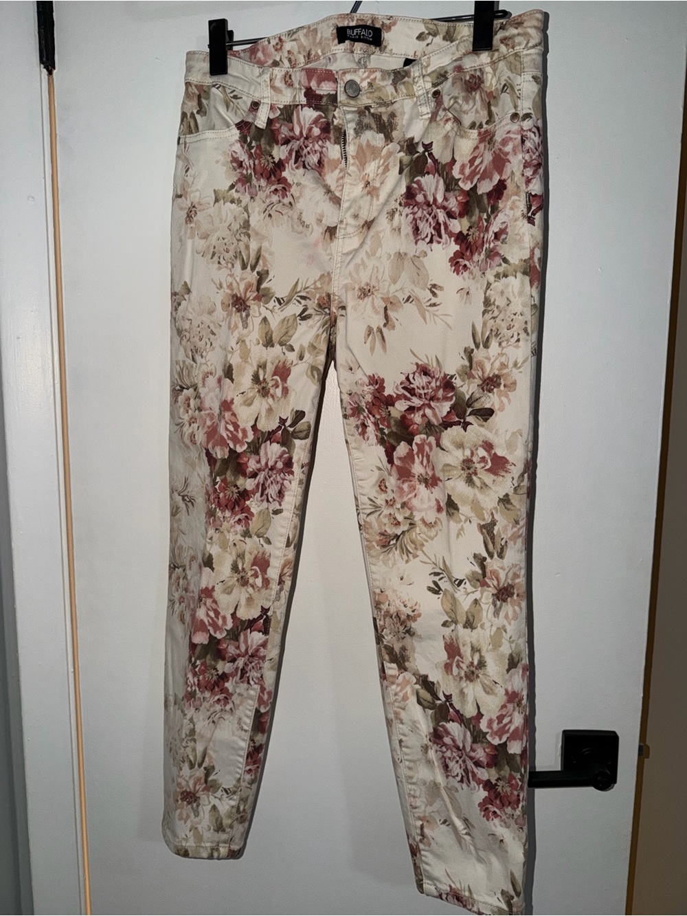 Buffalo David Bitton Cream Jeans with Pink & Olive Floral Print